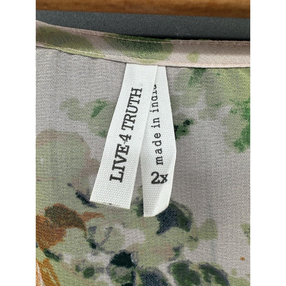 Live 4 Truth Plus Kimono Cardigan 2x Floral Open Front Bell Ruffle Sleeve AB02 - Picture 8 of 11